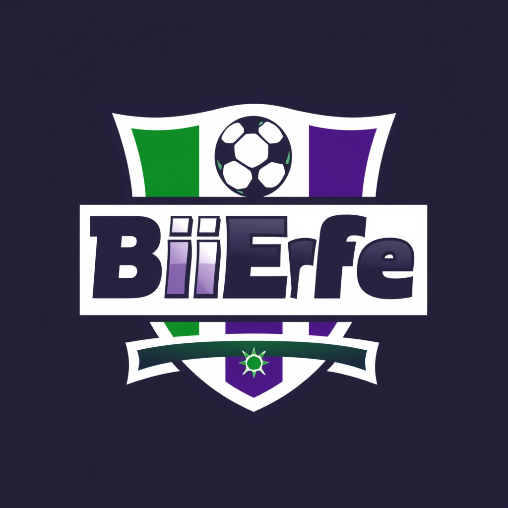 Main logo studio: crea logo per squadra fantacalcio denominata BiEffe, con colori sociali verde e viola, ispirata alle squadre di serie A, moderna ed essenziale, per es
