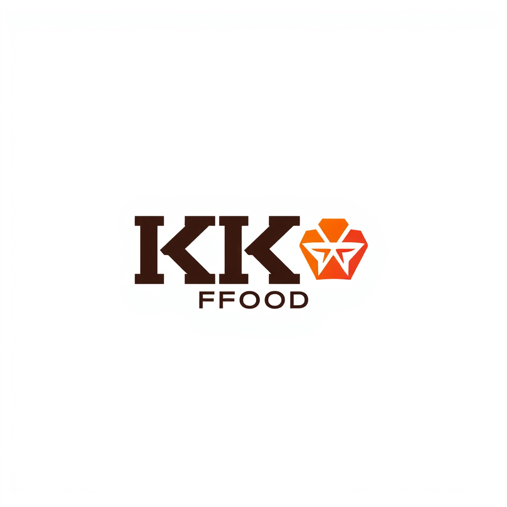 Minimalist Logo idea: minimalist logo, simple geometric mark for Modern premium mobile app logo for "KK FOOD", bold KK monogram combined with a simple food delivery symbol,