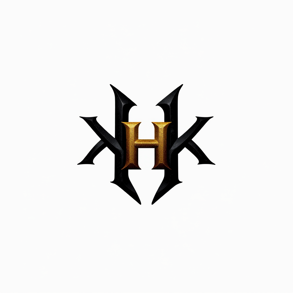 Lettermark Logo idea: lettermark logo of the letters Nox and Hunch, trust your hunch, NH, a couple challeng, puzzle and psychological gaming startup, gothic texture, elegan