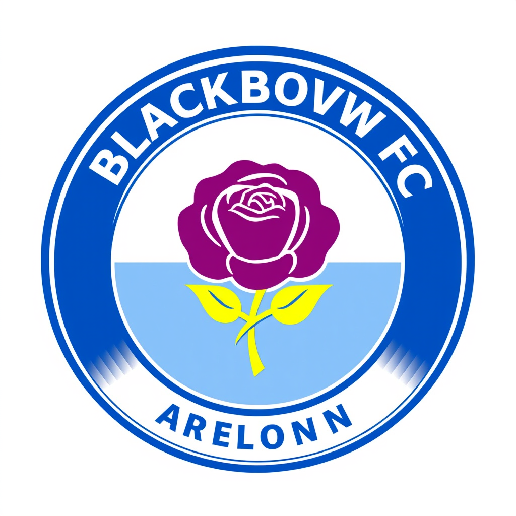 Main logo studio: Can you Design a new logo for Blackburn fc but has to relate to there club Multiple logos please Rose in the middle please Writing yellow White backgr
