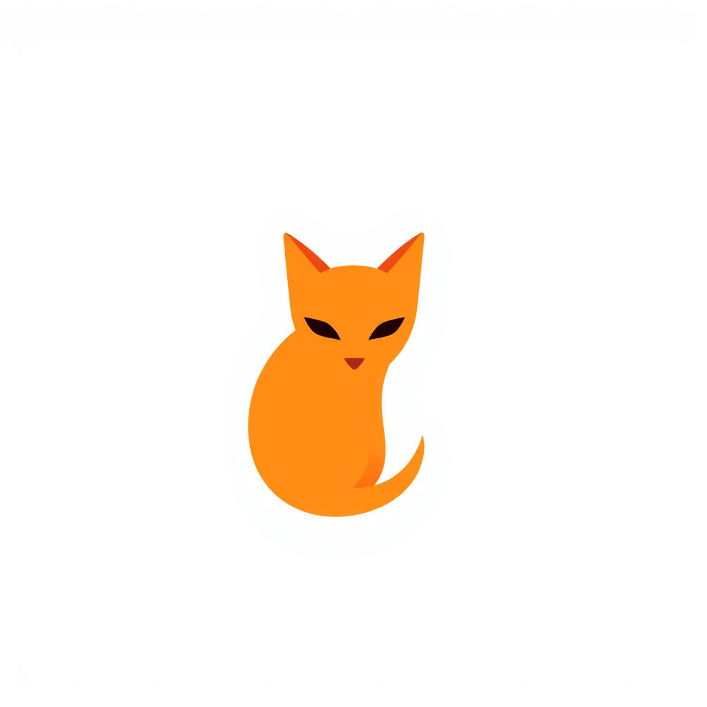Minimalist Logo idea: minimalist logo, simple geometric mark for que haga un logo de una gatita naranja femenina , flat vector, clean lines, centered, solid white backgroun