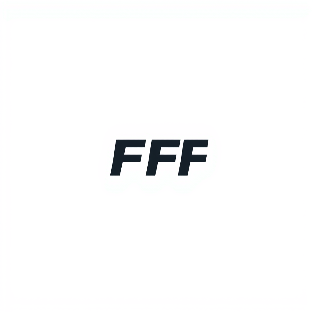 Wordmark Logo idea: wordmark logo of FFF , bold clean typography, flat vector logo, centered, solid white background, high contrast, professional brand identity