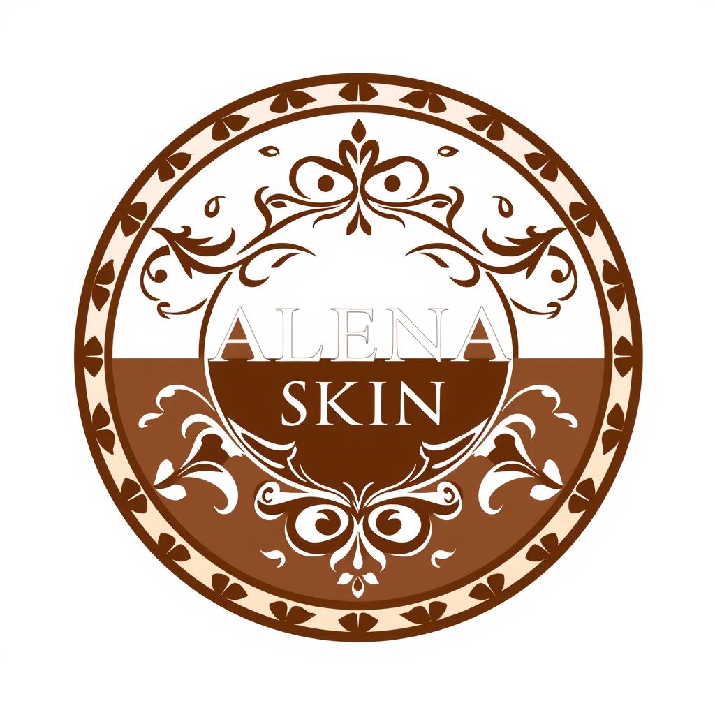 Emblem Logo idea: emblem logo of Create an extremely elegant, luxurious minimalist logo for a high-end skincare and medical beauty brand called ALENA SKIN. Use refined 
