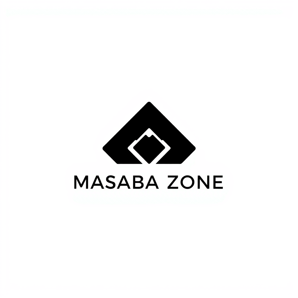 Minimalist Logo idea: minimalist logo, simple geometric mark for MASABA ZONE PAUL , flat vector, clean lines, centered, solid white background, lots of negative space, high
