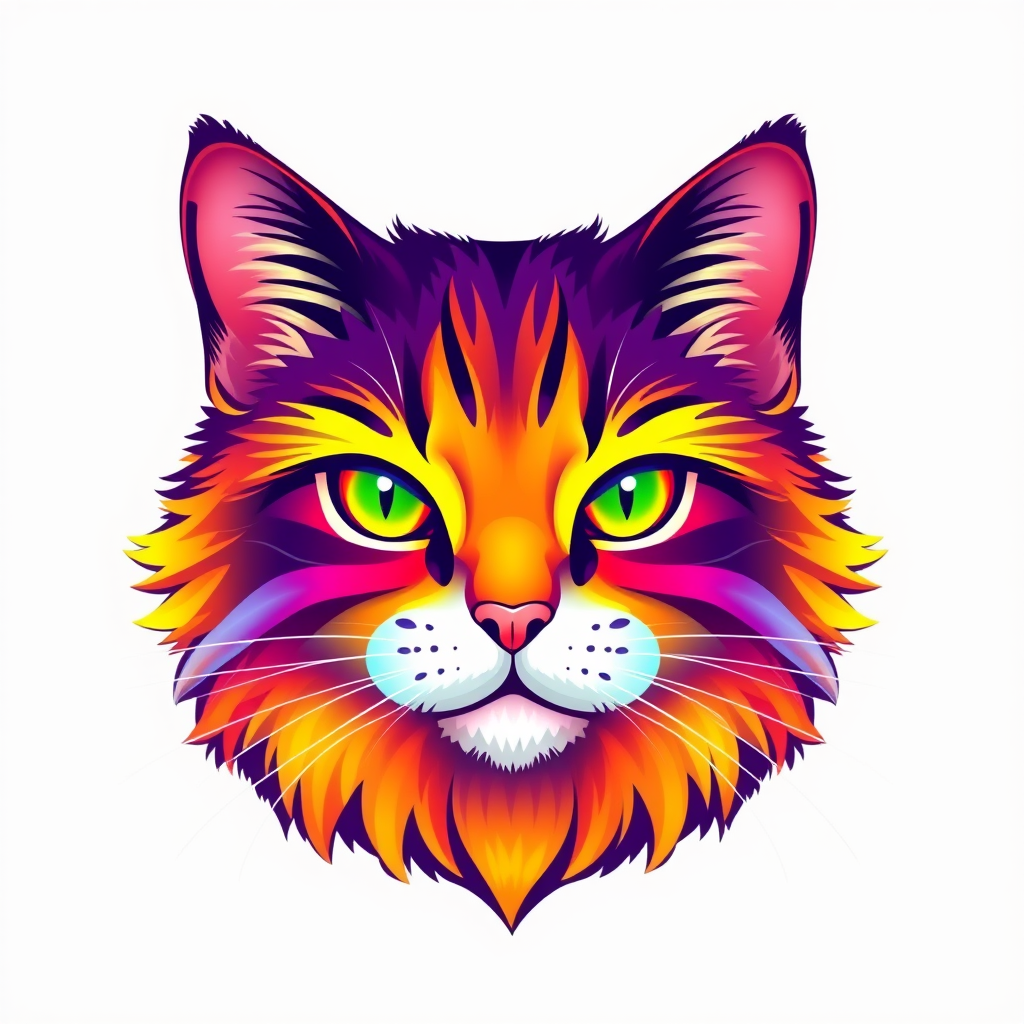 Main logo studio: Create a very beautiful and luxurious rainbow version of a cat logo