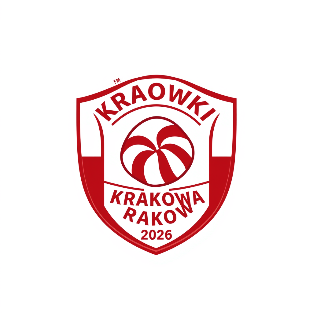 Emblem Logo idea: emblem logo of Football club crest for “Krówki Krakowa”, founded in 2026. A traditional Polish krówka fudge candy in the center, combined with footbal