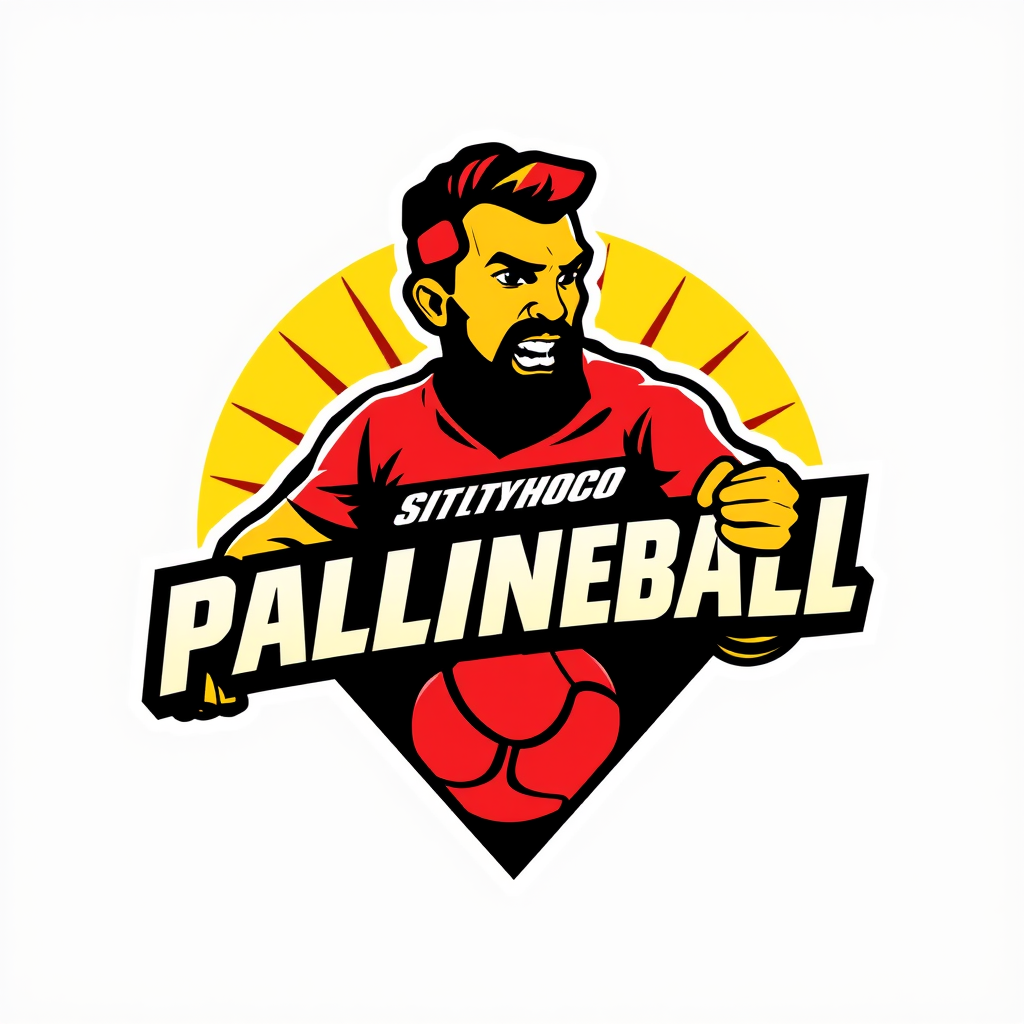 Main logo studio: Yellow and red dodgeball team logo named “Pinco Pallino Joe”
