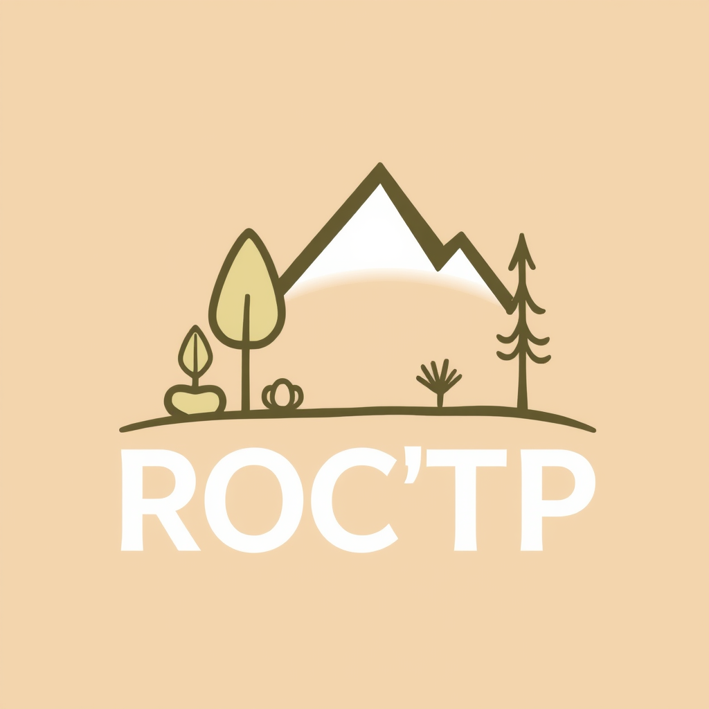 Main logo studio: logo nom ROC'TP entreprise terrassement /paysage croquis drague