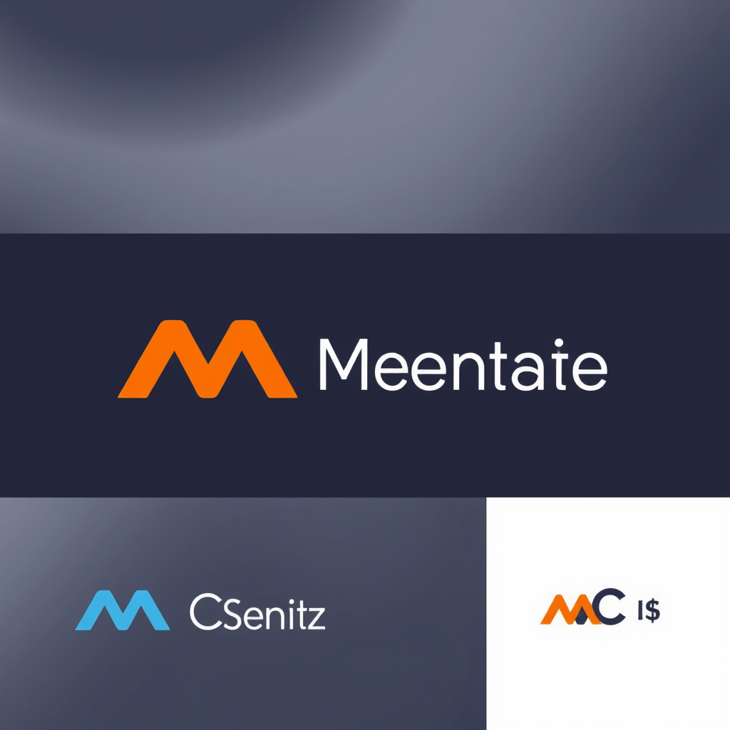 Main logo studio: Sistema de contabilidad moderno y tecnológico. La marca combina las letras M y C con un mono estilizado y un símbolo sutil de contabilidad o crecimien
