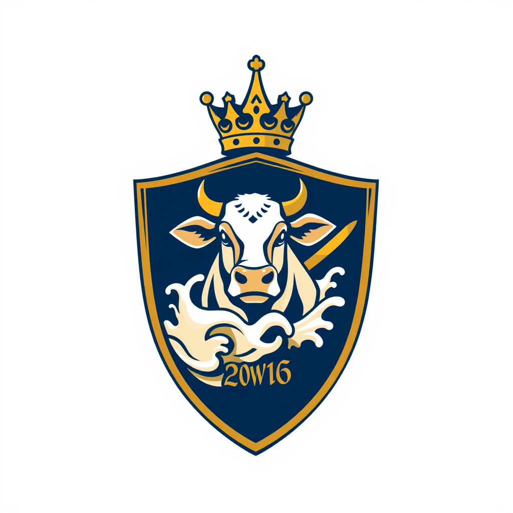 Main logo studio: Vintage retro football club logo for a team named "KROWKI KRAKOW 2026". A classic soccer shield emblem with a bold gold border, topped with a majestic