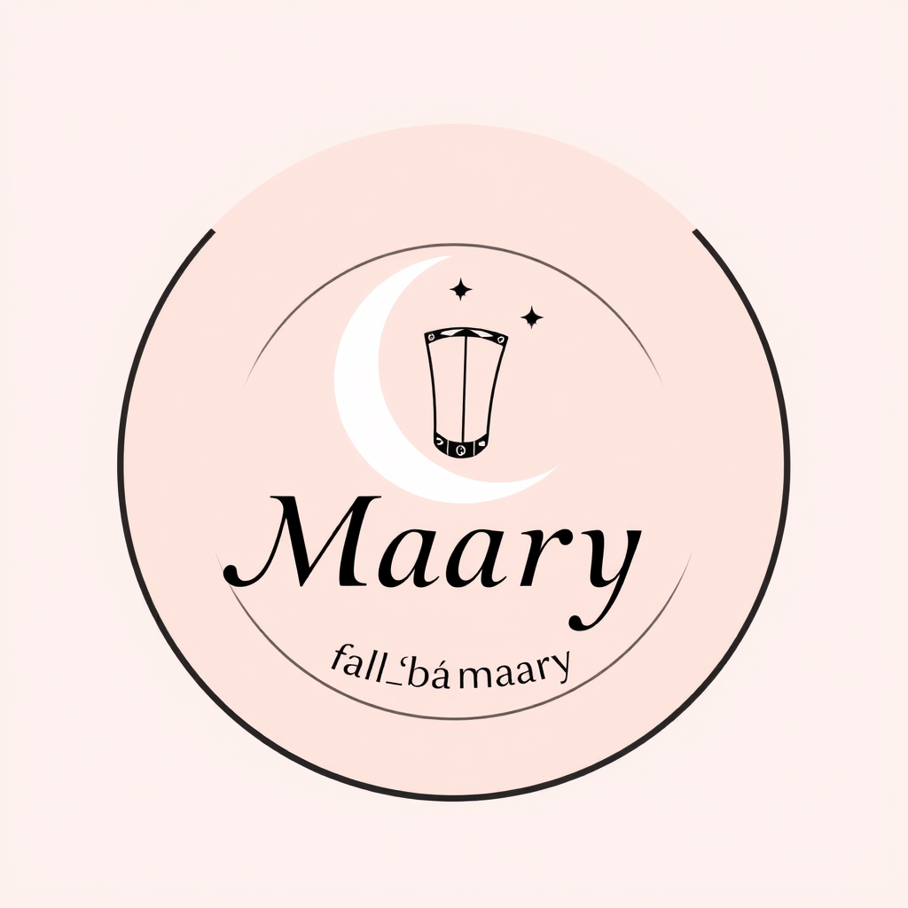 Main logo studio: Luxury feminine logo, NOT a person, NOT a face. Create a circular Instagram profile logo for a fortune-telling brand named “Maary”. Soft dusty pink, w