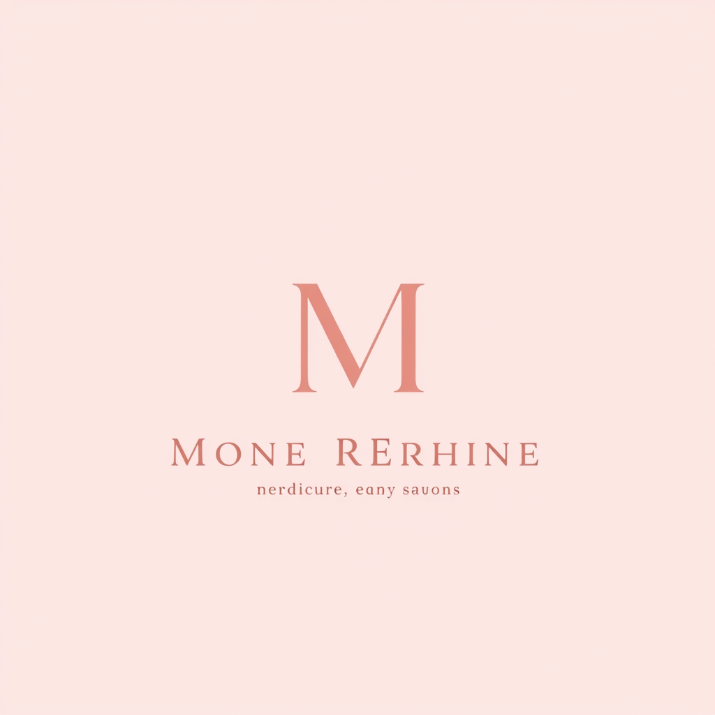 Main logo studio: Minimalist professional logo, soft light pink and white color palette, elegant monogram using the letter M, clean modern typography, subtle and sophis