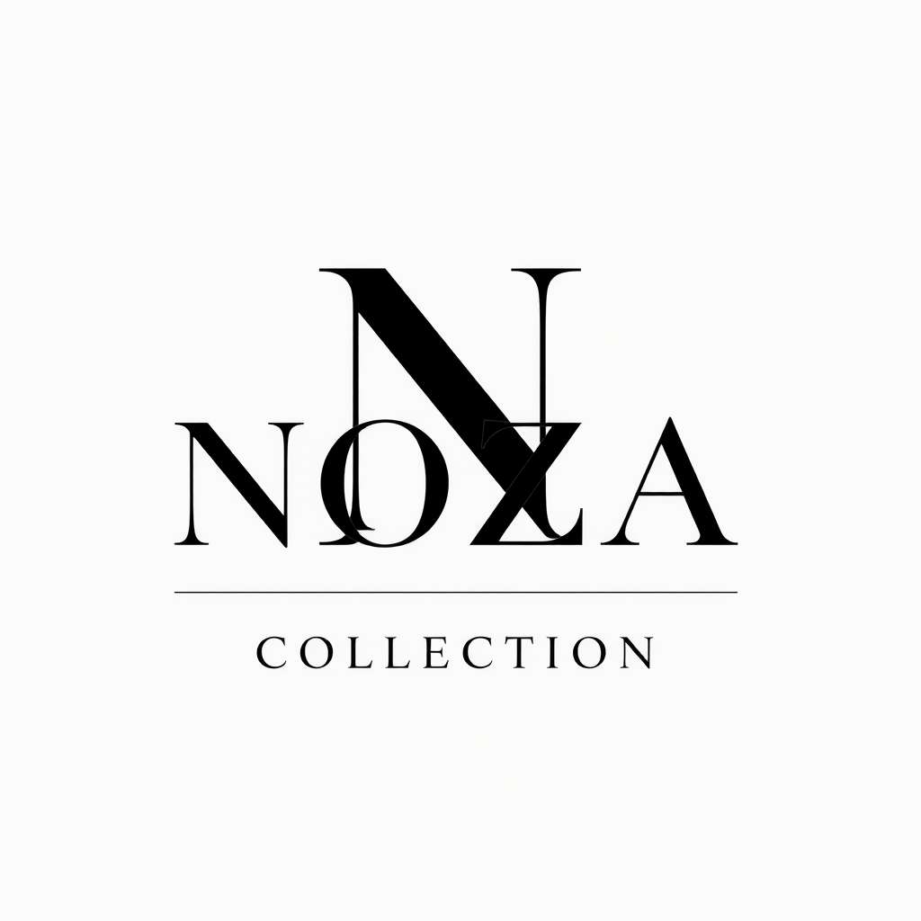 Minimalist Logo idea: minimalist logo, simple geometric mark for NOZA COLLECTION — bold luxury fashion brand logo, highly eye-catching, elegant and feminine, large stylish 