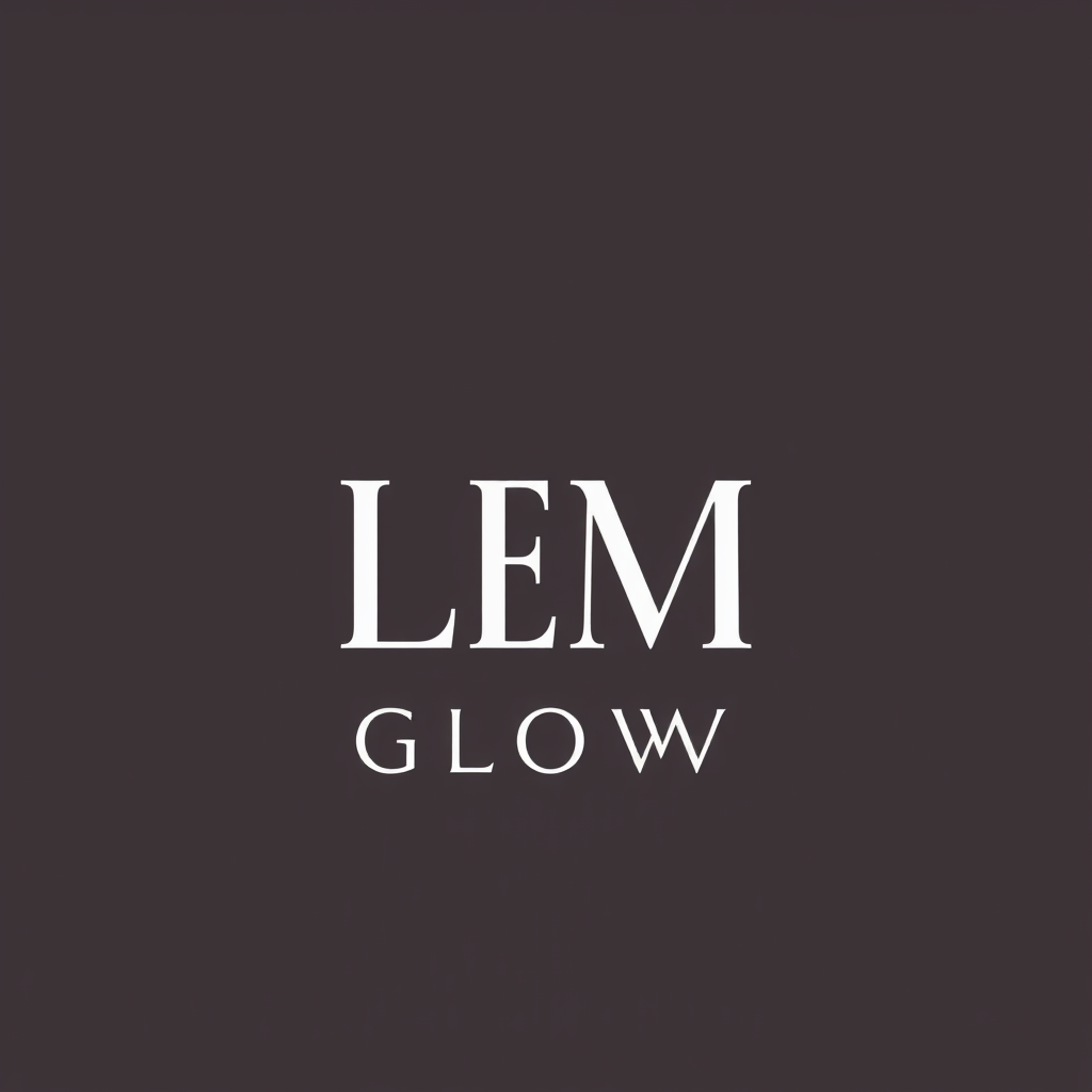 Main logo studio: LEM GLOW es una marca prémium de belleza y cuidado personal que ofrece productos de belleza, cuidado corporal y cosmética. Su identidad visual debe tr