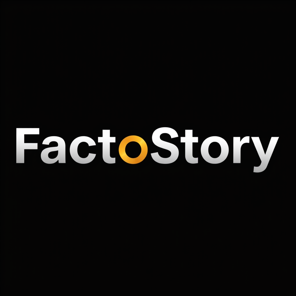 Main logo studio: Create a premium minimalist YouTube profile picture for “FactoStory”. Use the exact text “FactoStory” as the only text. Deep black background, bold mo