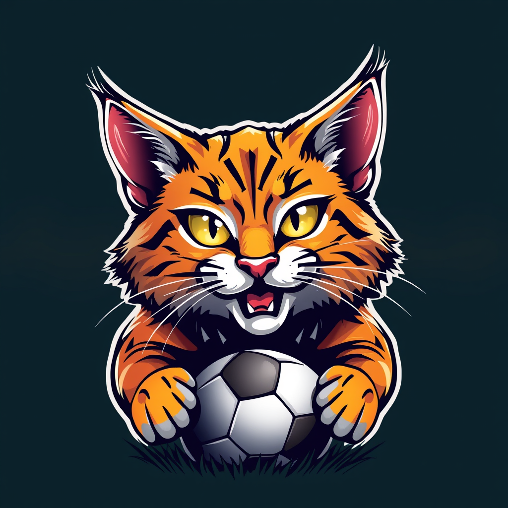 Main logo studio: Create a very beautiful cat logo combined with football