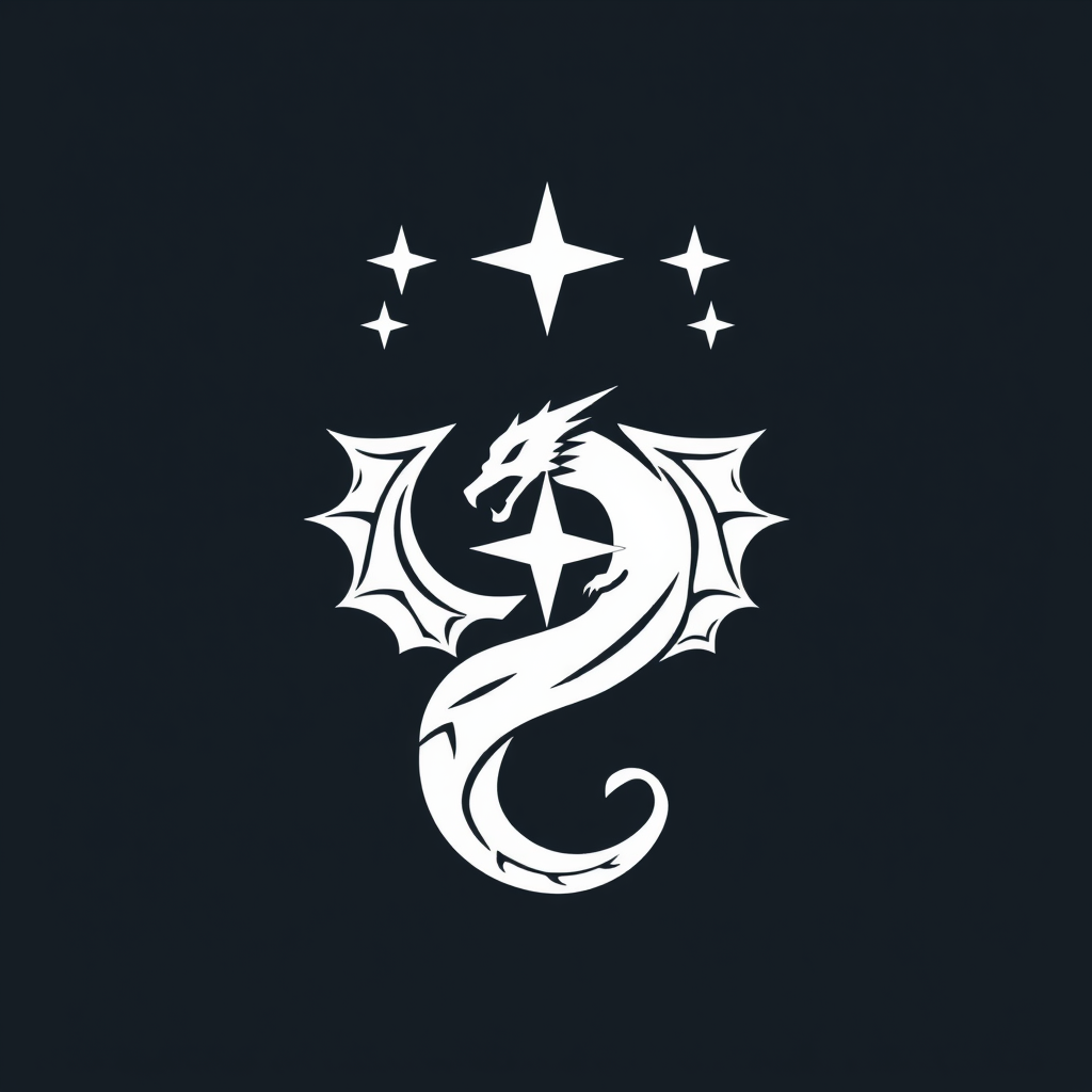 Main logo studio: Fait moi un logo avec 4 étoiles au dessus, les 2 couleurs du logo sont le blanc et le dorés et les étoiles sont seulement en doré. J'aimerais que dans