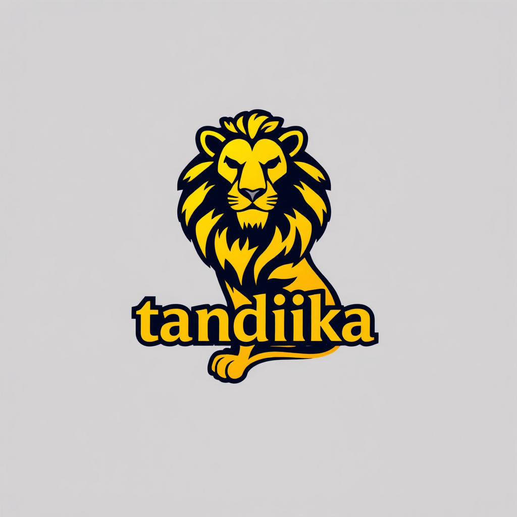 Main logo studio: A logo which is a lions body but word tandika makes the body of the lion which is in gold colour