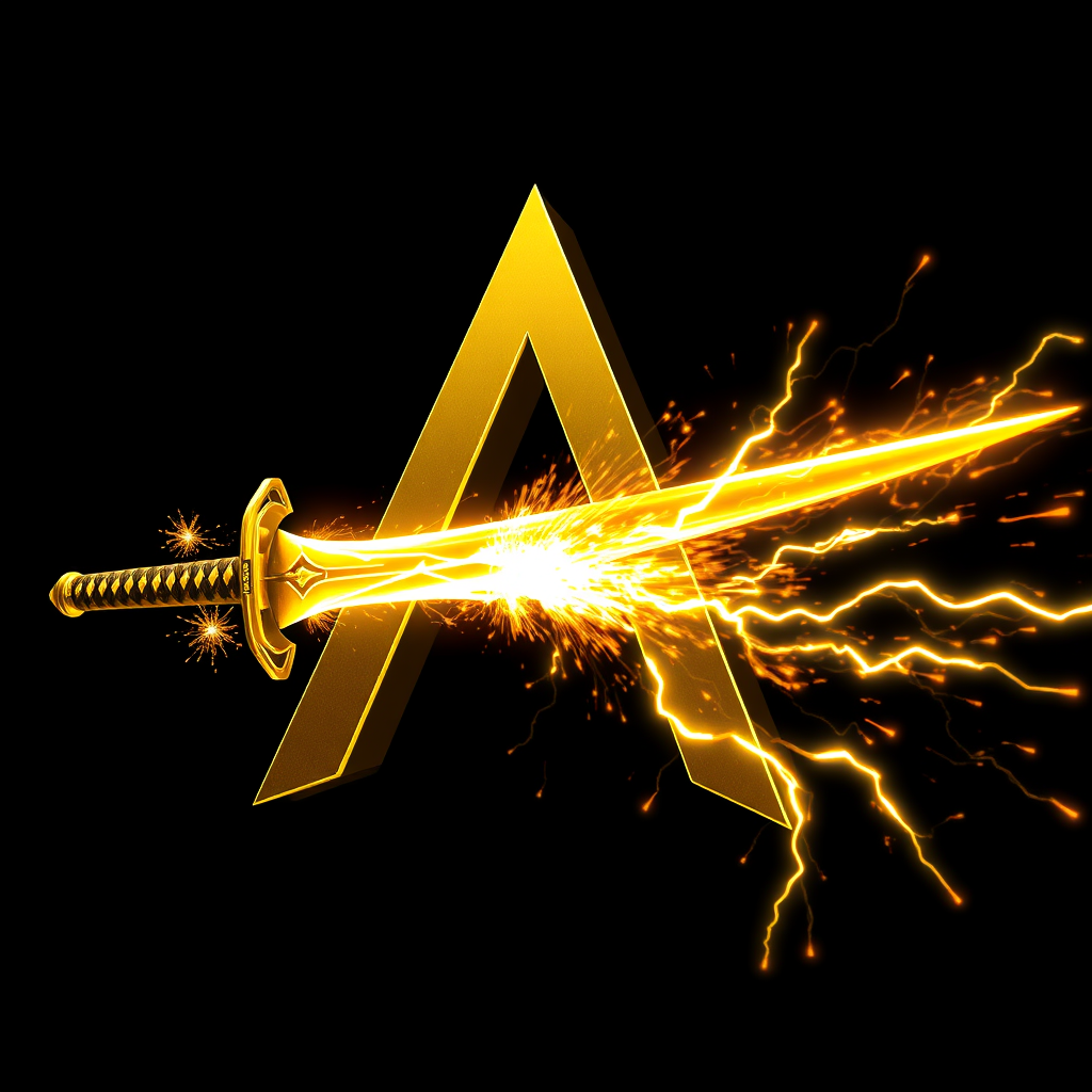 Main logo studio: Create an insanely powerful, aggressive and cinematic 3D animated logo featuring a giant capital letter "A". ANIMATION SEQUENCE: 1. Start with a compl