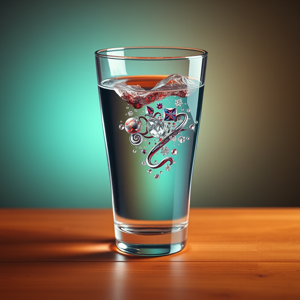 Main logo studio: Make a glass logo filled with water with a colored background White begron
