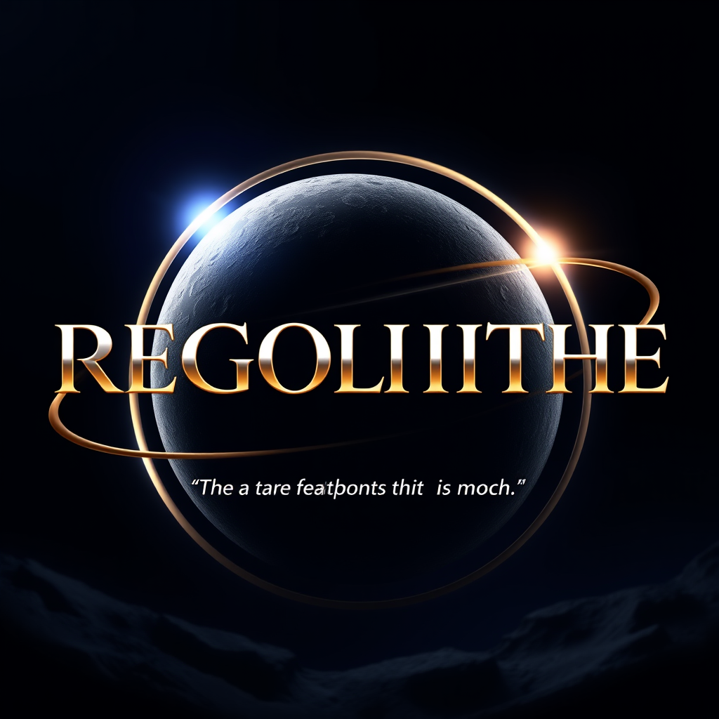 Main logo studio: premium Facebook branding graphic for REGOLITHE. Make REGOLITHE the central focus in elegant, clean, sophisticated warm metallic silver lettering.deep