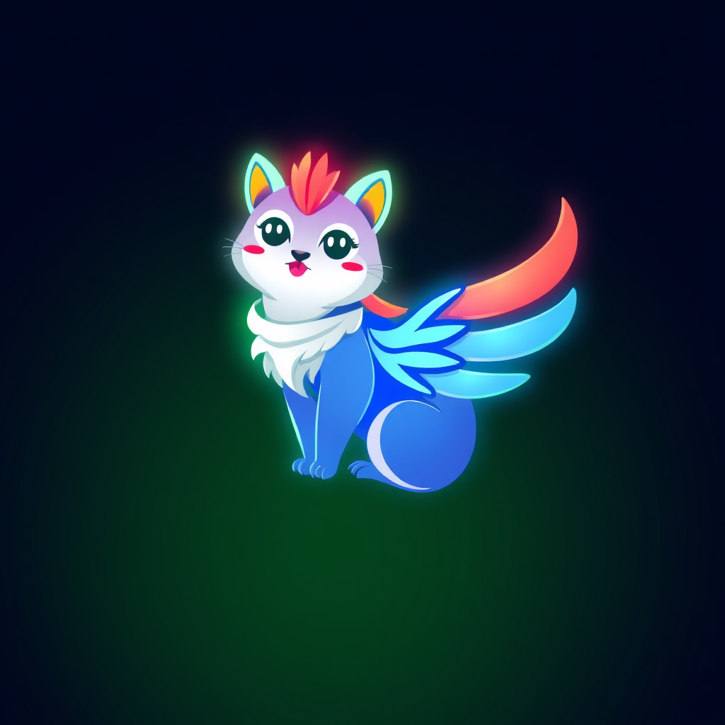 Main logo studio: Buat kan logo kucing yang sangat imut dan lucu yang indah .. buat kan versi pelangi
