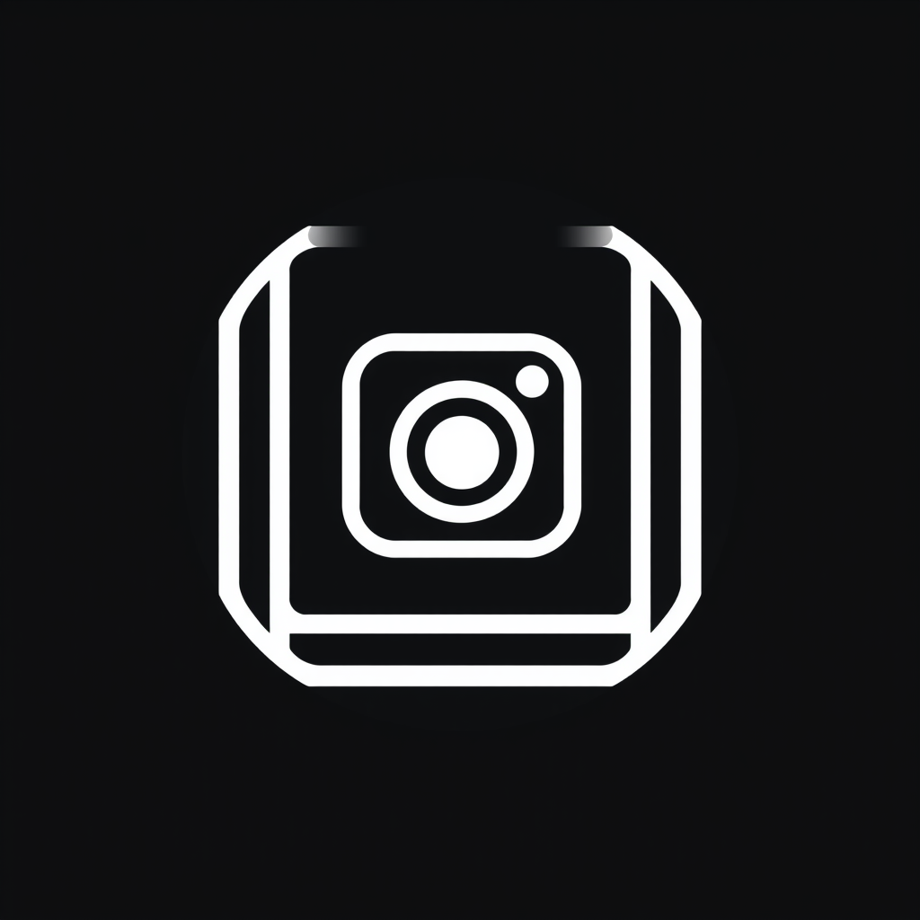 Minimalist Logo idea: minimalist logo, simple geometric mark for Minimalist logo for an Instagram photography profile. A simple white camera lens / photographic objective i