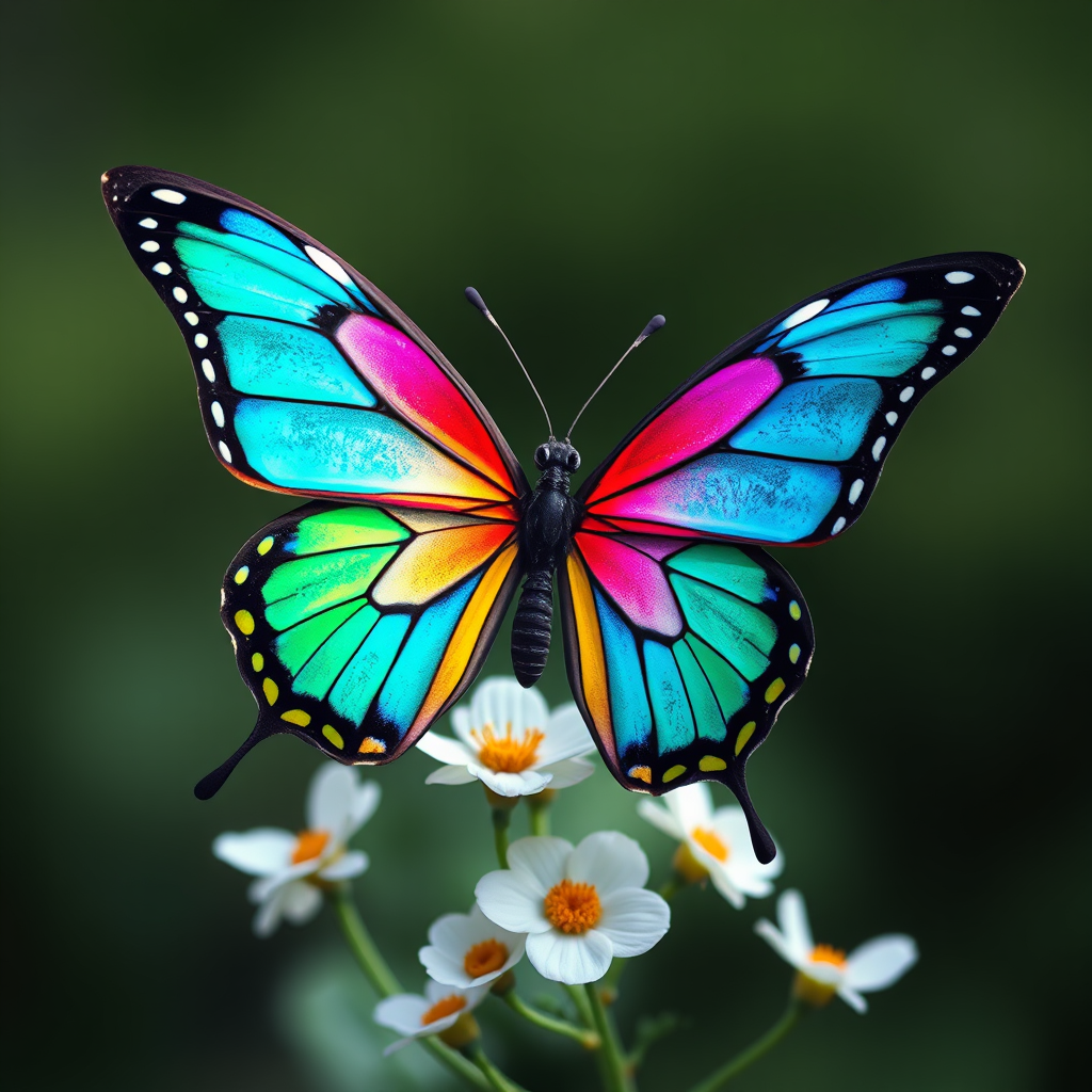 Main logo studio: Make a picture. Colorful butterfly animation Begron is white