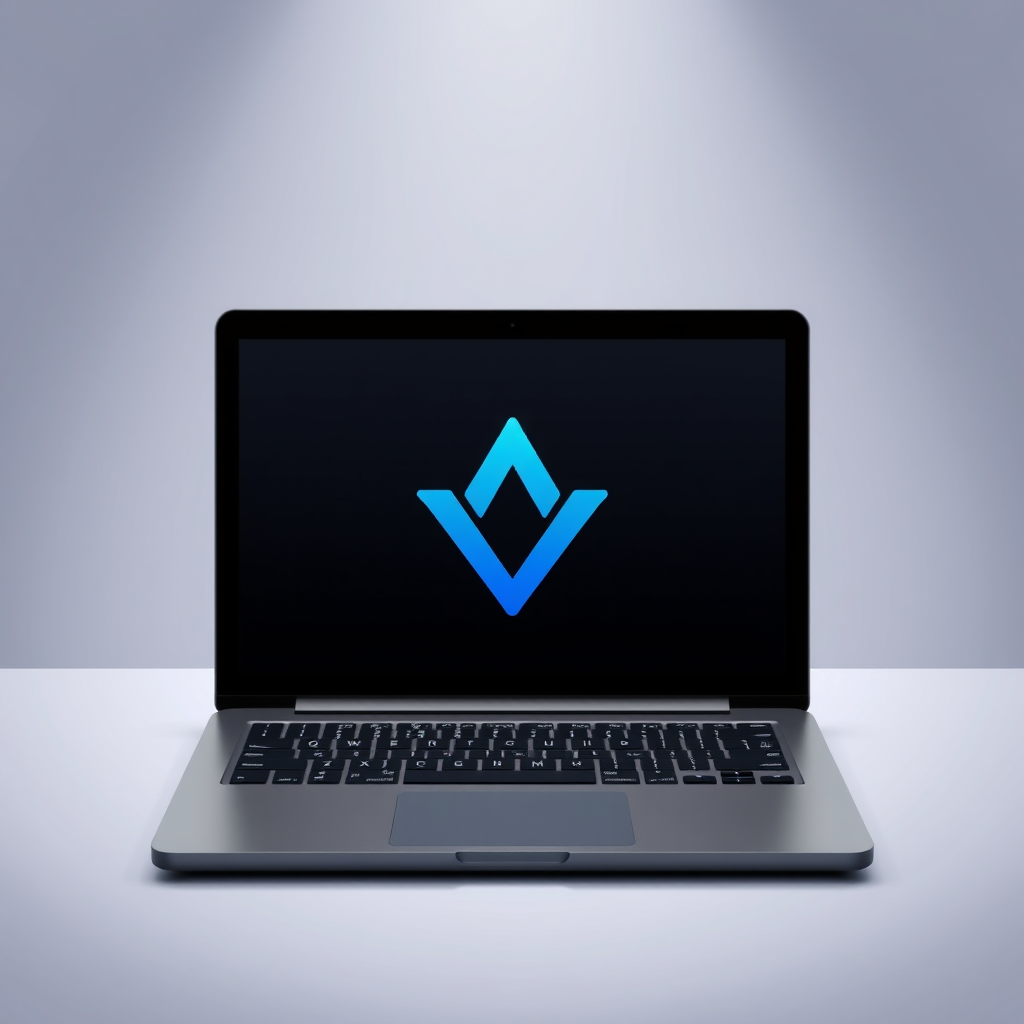 Main logo studio: Make a logo design for a table and laptop. Begron warna putih