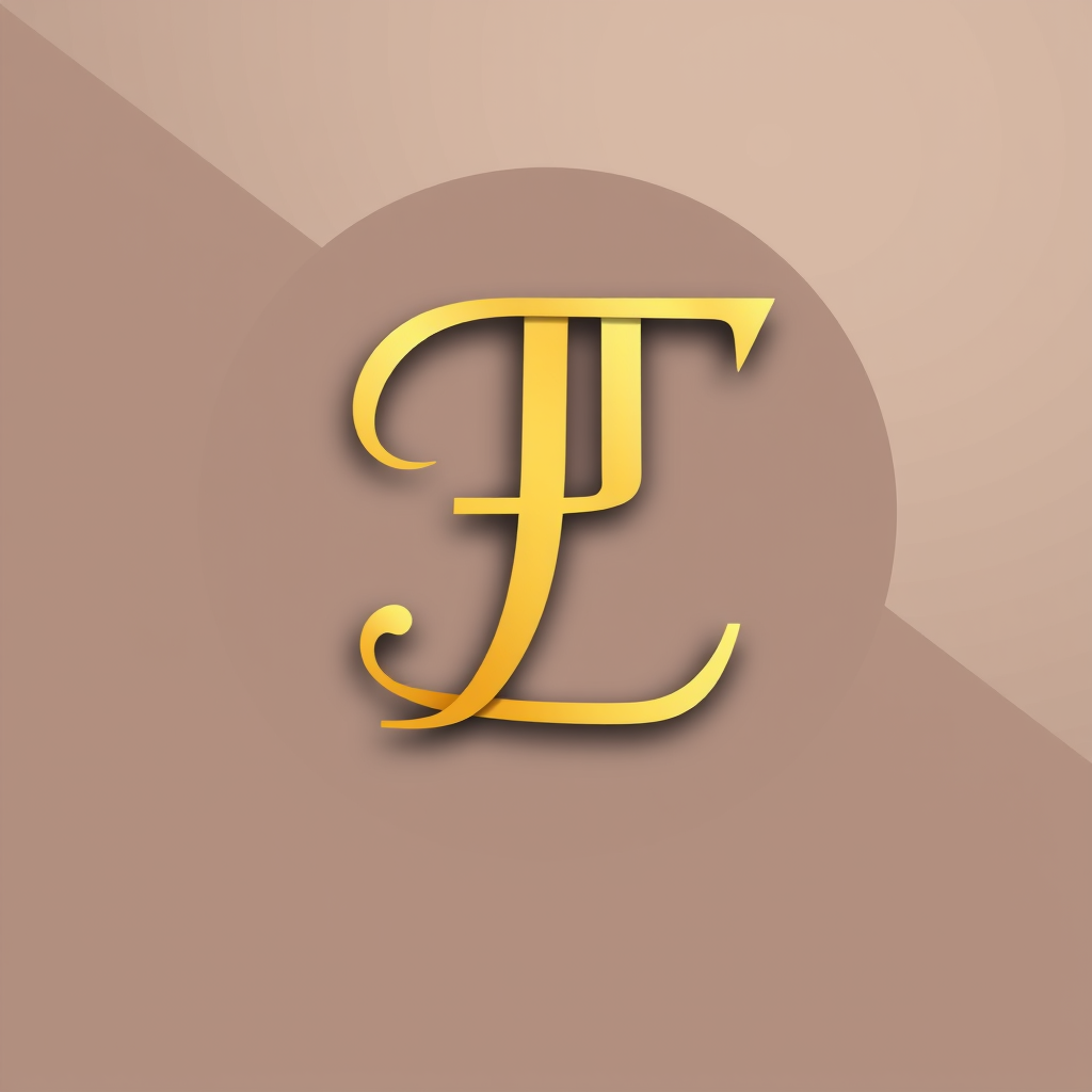 Main logo studio: elegant monogram logo combining letters F and L, gold, luxury brand 2D