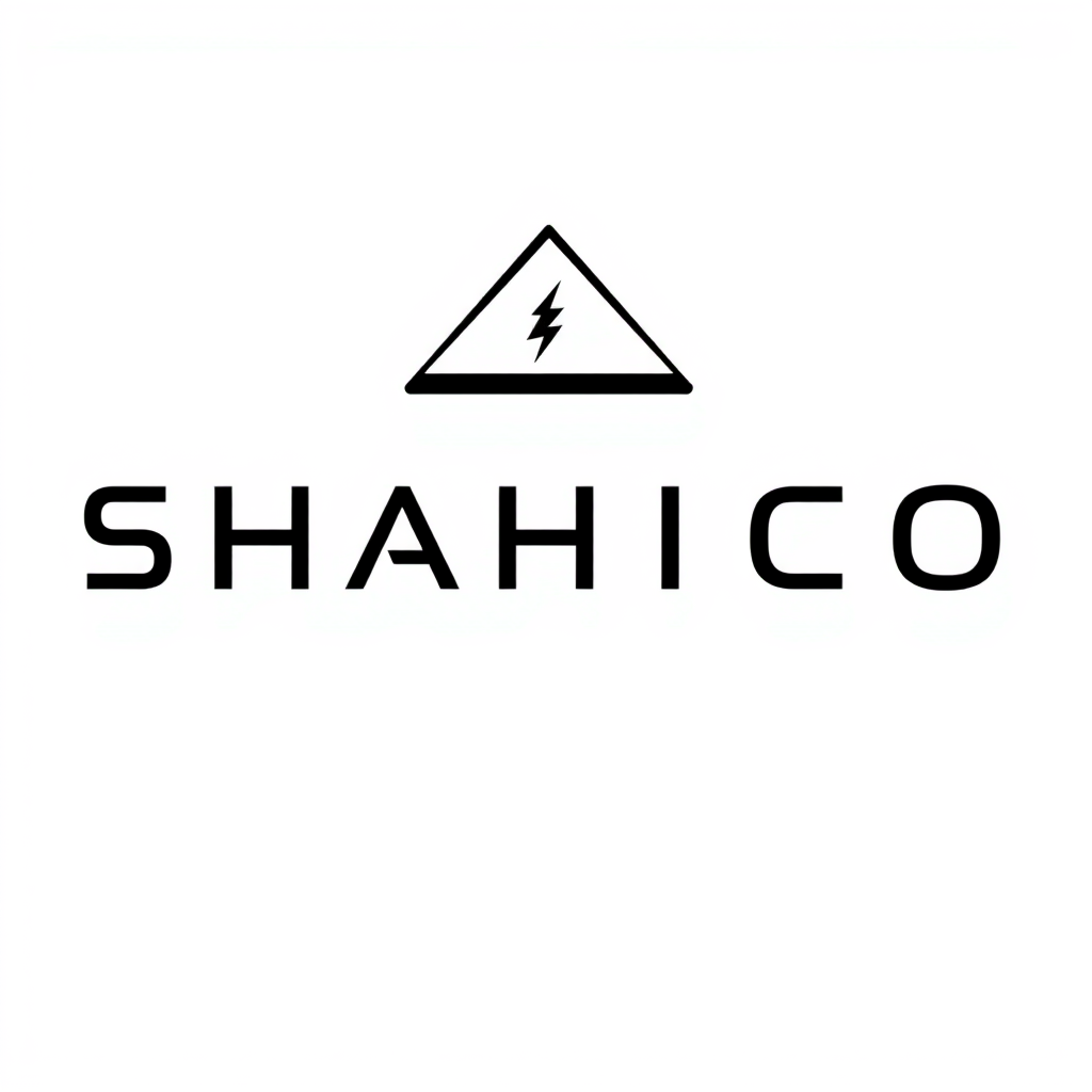 Main logo studio: Create a distinctive minimalist logo for "SHAHICO". Use a modern geometric wordmark and keep the word clearly readable. Replace the inner triangle of