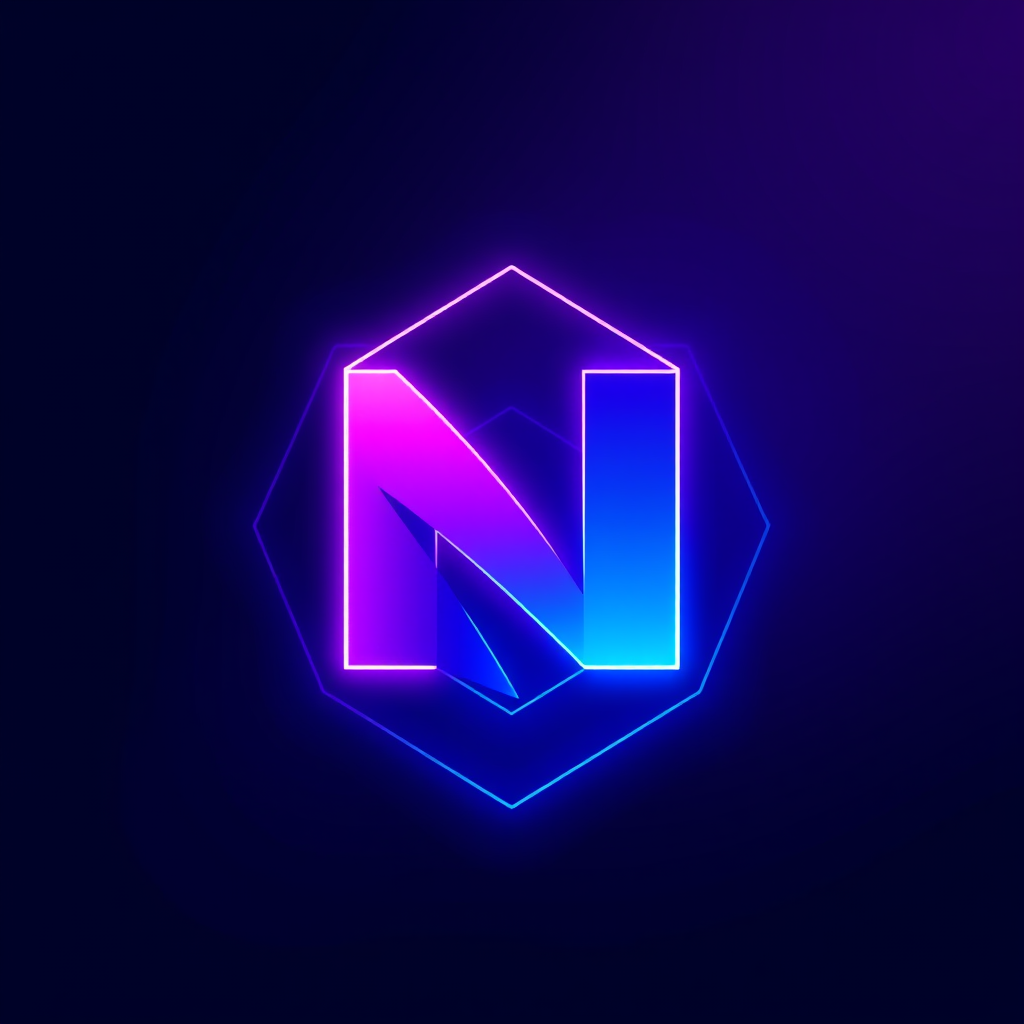 Main logo studio: abstract geometric icon logo for an AI tech startup named Nova, blue and violetI would like you to create a neon logo for a music TikTok channel; the 
