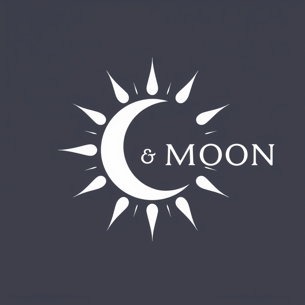 Main logo studio: It is a business called sunn and moon and i want the logo design to be half sun and half moon and have the company name in it