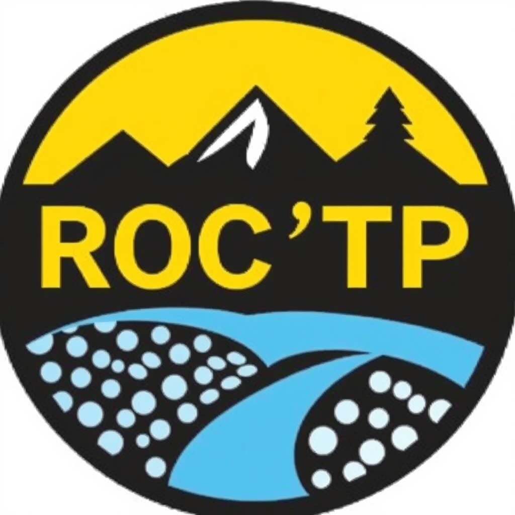 Main logo studio: ROC'TP entreprise de terrassement-paysage logo godet pelleteuse