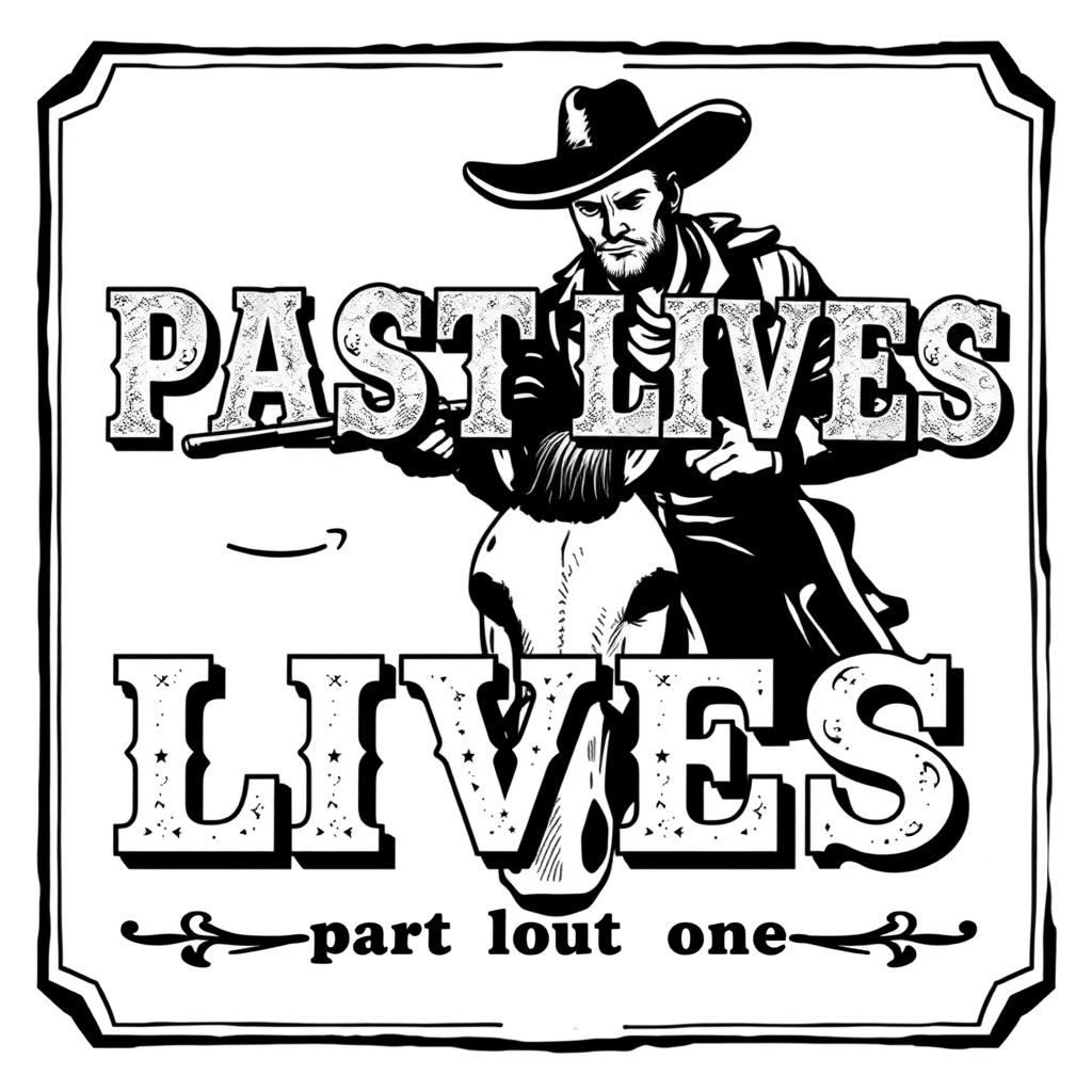 Vintage Logo idea: vintage retro logo for "PAST LIVES" and in small "part one" a title for a comic book that talks about cow boys. It should be vintage. It is a logo tha