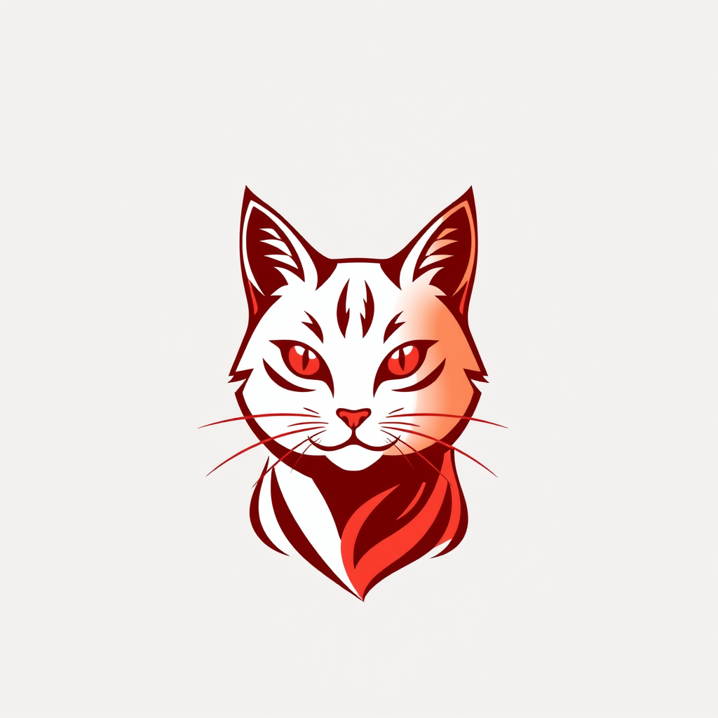 Main logo studio: Bu Make a very nice aesthetic cat logo begron in red and white which is very beautiful and cool