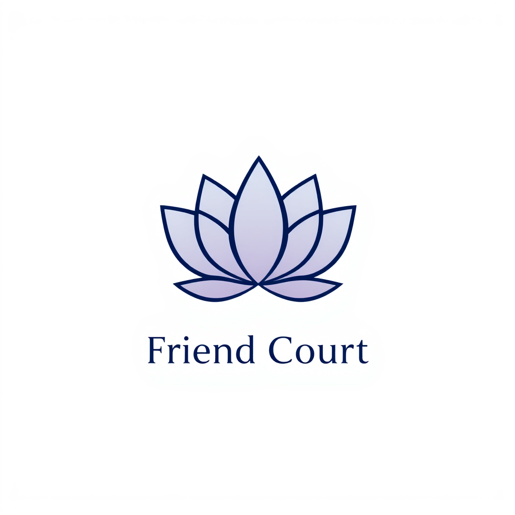 Monogram Logo idea: monogram logo combining the letters rounded app icon logo for a Friend Court app, calming gradient, lotus symbol , elegant intertwined letterforms, fl