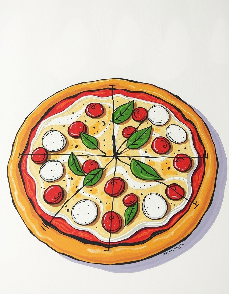 Main painting studio: ein abstract und schlecht gezeichnete pizza