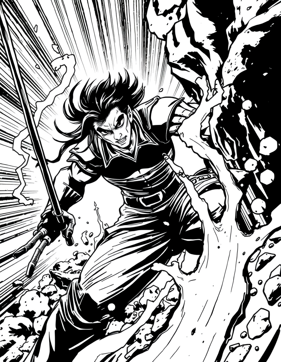 Comic Art idea: comic art, bold ink lines, halftone shading, dynamic composition, 男人背背包離開的背影 , graphic novel illustration, comic panel ready