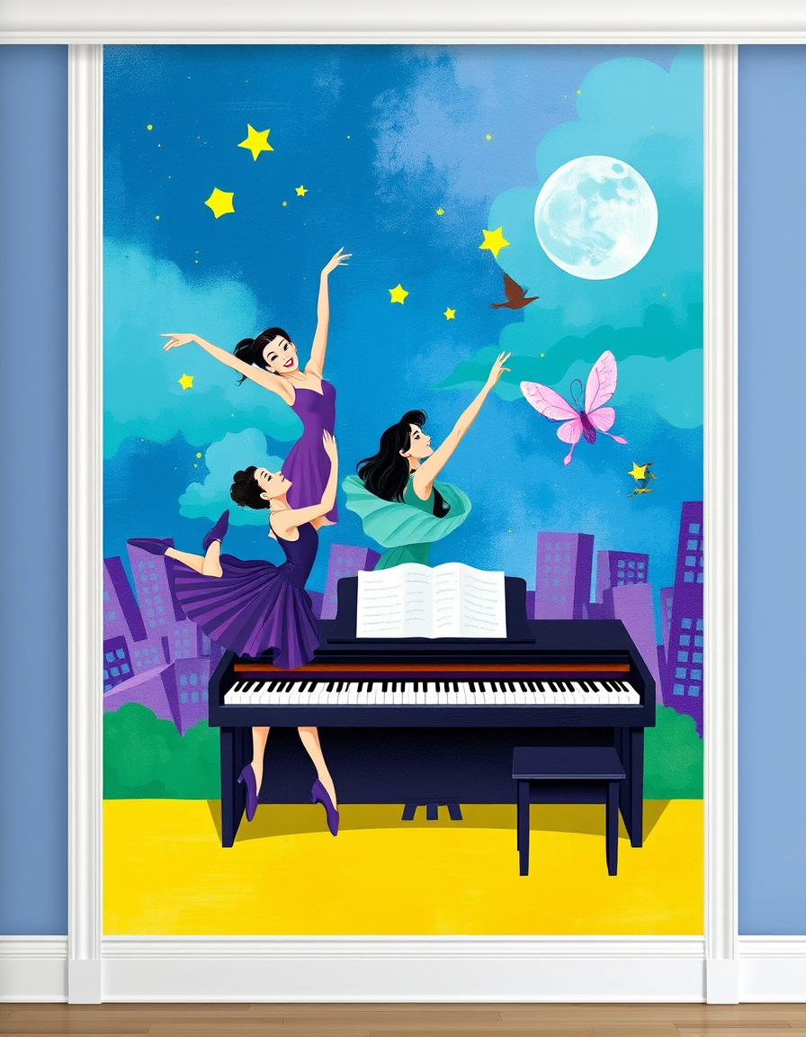 Wall Art idea created from the prompt: print-oriented artwork composed for a chosen room, frame ratio, and viewing distance, deliberate composition, design a mural for my bedroom