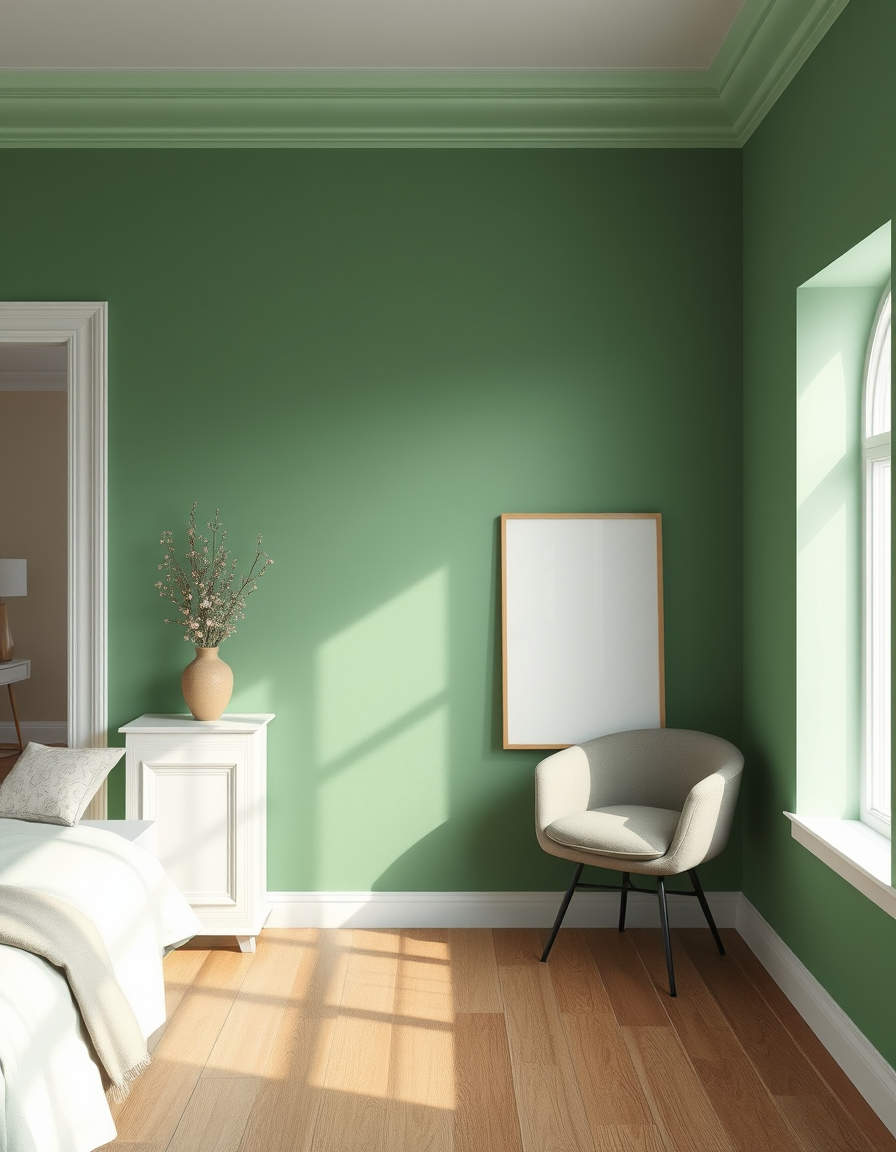 Paint Color idea: room repainted in a new wall color from the photo, accurate paint finish, photorealistic interior render, Je voudrais un visuel de ma salle avec la pe