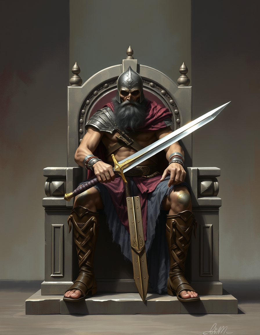 Book Covers idea: cover-ready concept art organized around genre, focal point, and title-safe space, deliberate composition, realistic-looking ancient dead barbarian wa