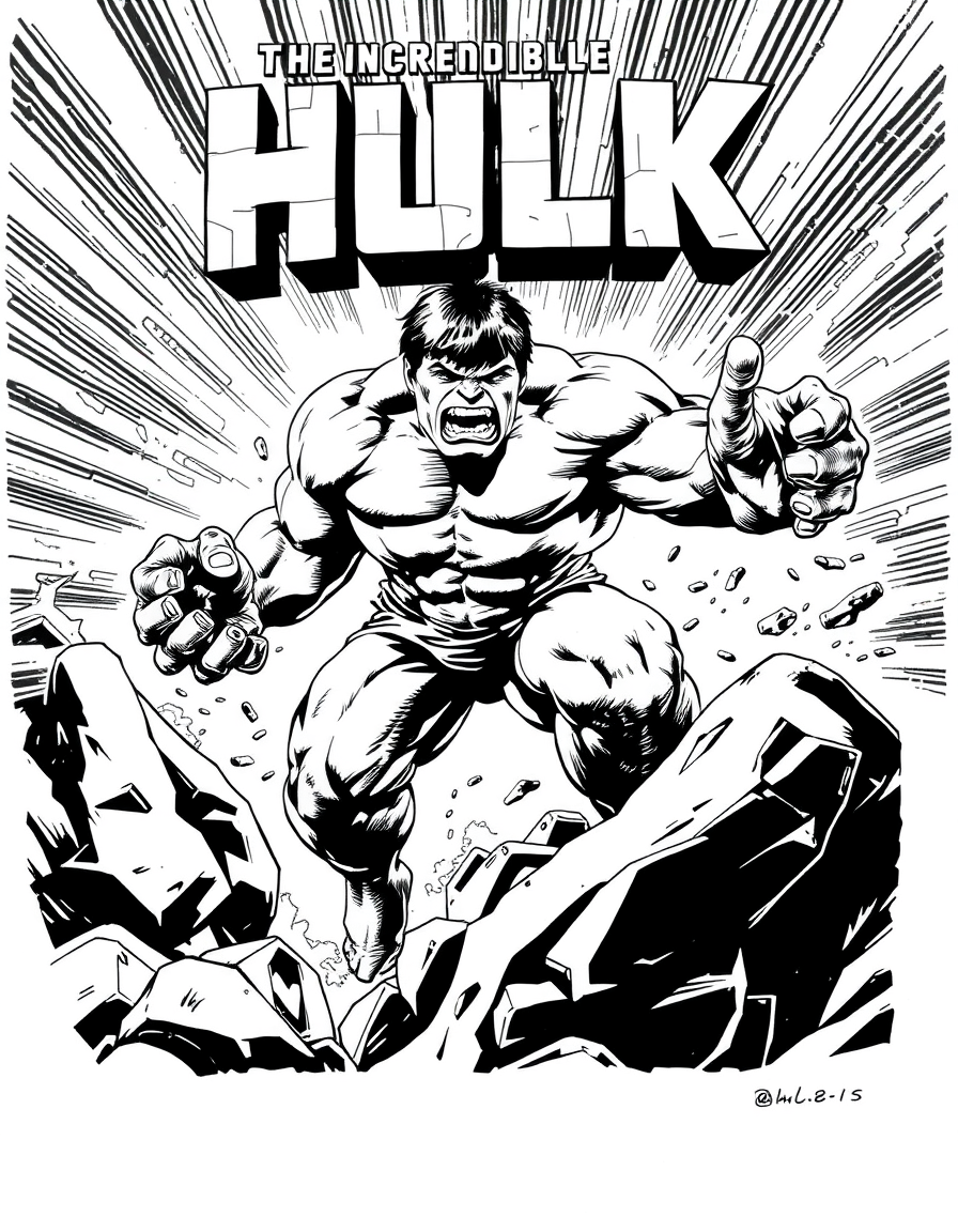 Comic Art idea: comic art, bold ink lines, halftone shading, dynamic composition, The incredible hulk sal buscema , graphic novel illustration, comic panel ready