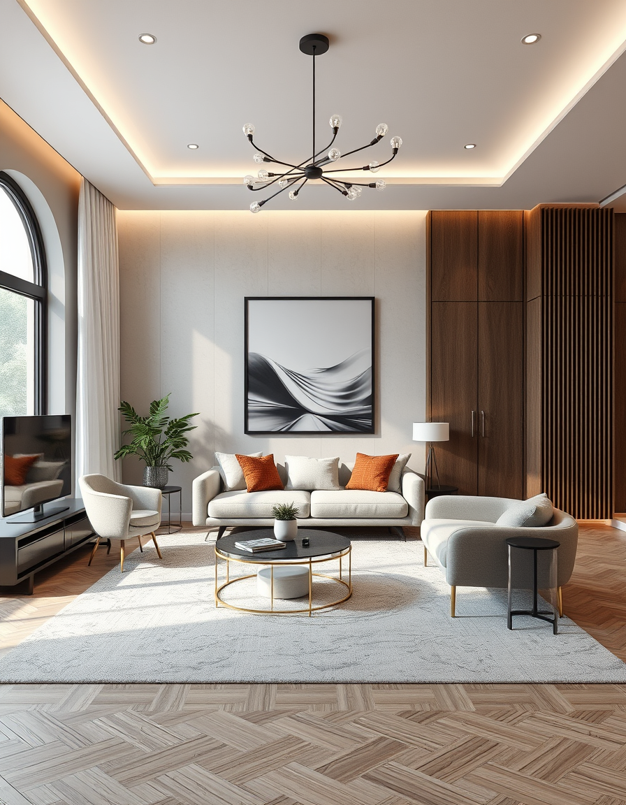 Interior Design idea: AI interior design, cohesive furniture layout decor and lighting, photorealistic interior render, Titten , interior design visualization