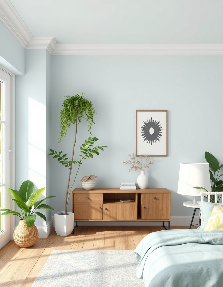 Paint Color idea: room repainted in a new wall color from the photo, accurate paint finish, photorealistic interior render, Garden , paint color visualization