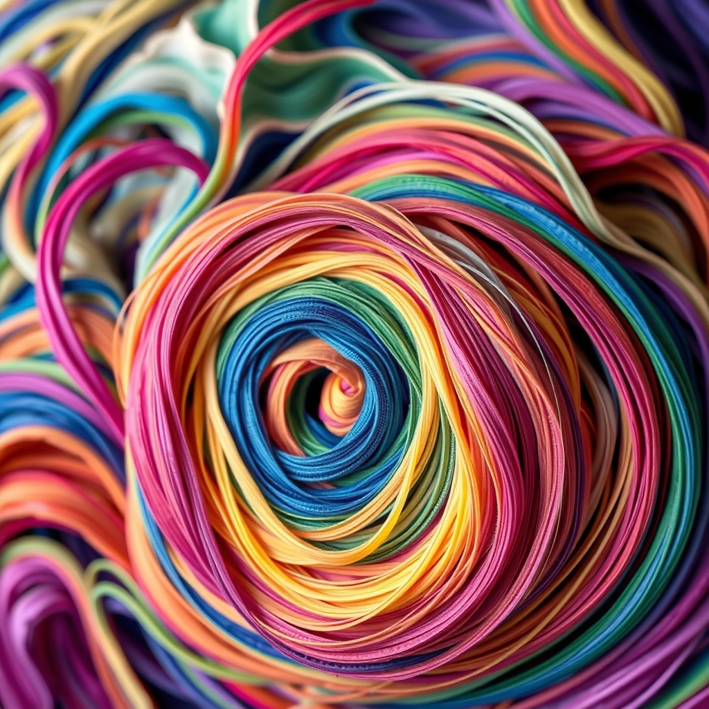 Main painting studio: A colorful different colors stranded swirls