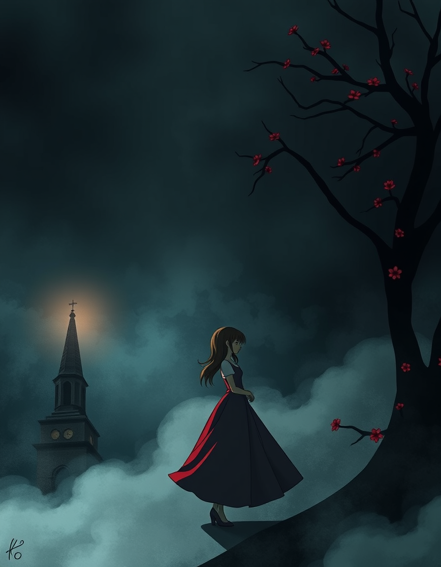 Book Covers idea: book cover composition, vertical 2:3 format, title-ready negative space at top, evocative subject, motyw romantyczny i dramatyczny anime , print-ready