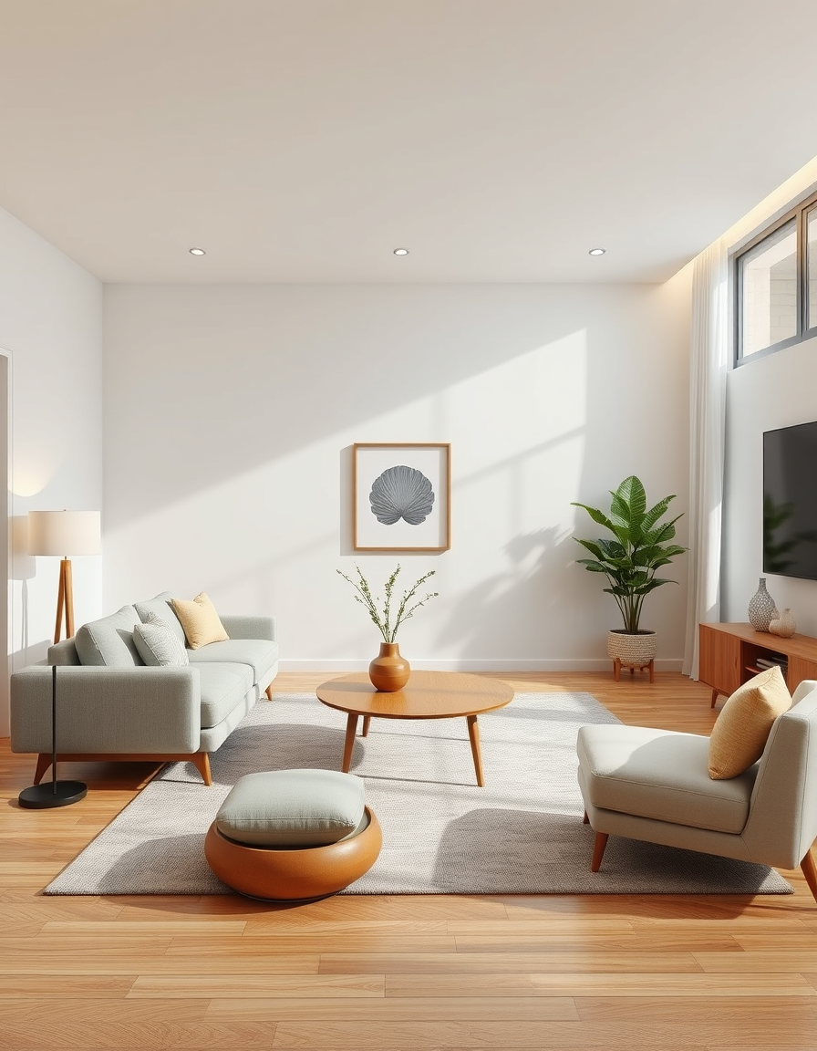 Virtual Staging idea: virtually staged empty room from the photo, tasteful furniture and decor added, photorealistic interior render, un salón vacío amueblado virtualmente
