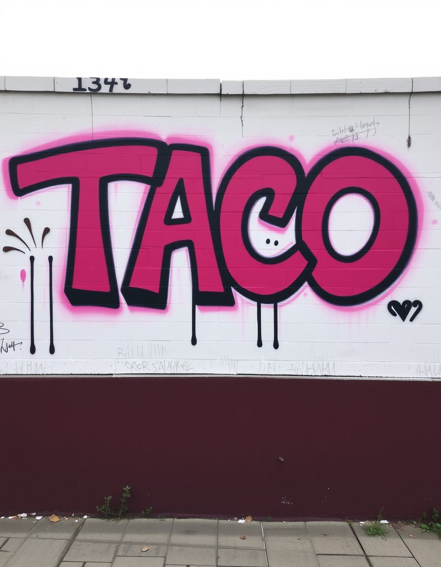 Main painting studio: graffiti that says taco