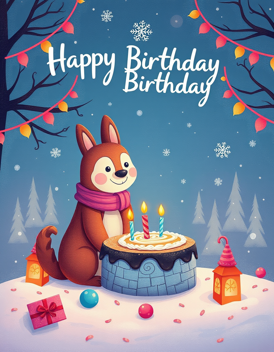Greeting Cards idea: greeting card design, warm illustration, space for message, stray kids skzoo background with Happy 16th Birthday Icy , printable greeting card